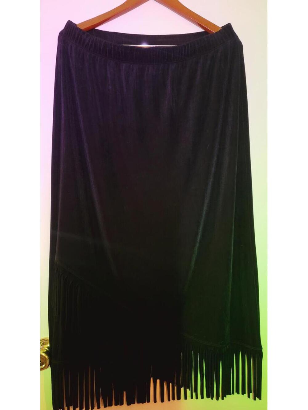 Chico's Travelers Black Fringe Skirt Size 3